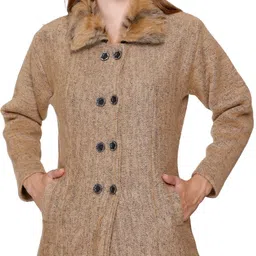 biwu 100% Wool Self Design Coat For Women image 4