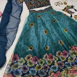 purimaa Floral Print Semi Stitched Lehenga Choli image 3