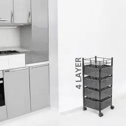 admin industries 4XL Square Multipurpose Storage Trolley with Wheels,Revolving Cart Iron, Steel Kitchen Trolley image 3