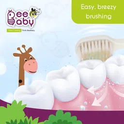 beebaby Giraffe Shape Brush Buddy Soft Tapered Bristles Kids Toothbrush. BPA Free|Yellow Extra Soft Toothbrush image 4
