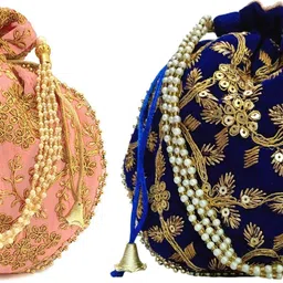 Women Pink, Blue, Gold Potli-image-0