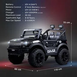 oh baby POBO BLACK 4 Motors 4x4 (1-8Yrs) Battery ride on Jeep Battery Operated Ride On image 4