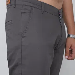 tanip Men Regular Fit Grey Cotton Blend Trousers image 4