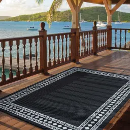 priyate Black Persian Polypropylene 8 ft x 10 ft Machine Made Carpet image 1