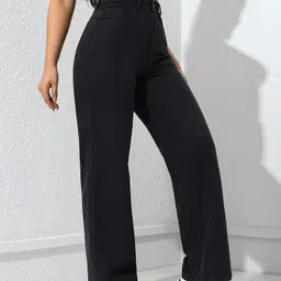 silver threads Women Straight Fit Mid Rise Black Jeans image 3