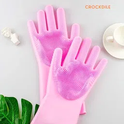 Silicone Gloves with Built-in Scrubber Wet and Dry Glove-image-18