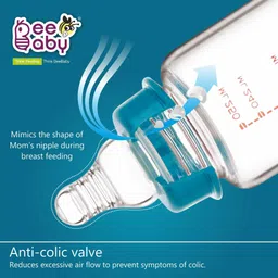 beebaby Slim Neck Options+ Anti Colic Glass Feeding Bottle. 100% BPA FREE 4M+ - 125 ml image 3
