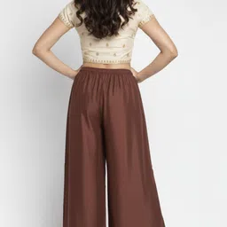 smota Women Straight Fit Brown Cotton Blend Trousers image 4