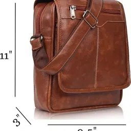 dark horse Tan Men & Women Sling Bag eather Sling Cross Body Travel Office Business Messenger One Side Shoulder Bag image 3