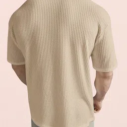 holdit Men Striped Round Neck Cotton Blend Beige T-Shirt image 4