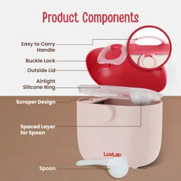 luvlap Portable Milk Powder Container 310g, Baby Food Container with Spoon, BPA Free - Silicone image 2