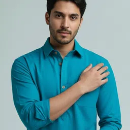 vashuqi Men Solid Cotton Blend A-line Kurta image 5