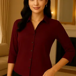 monaim Women Regular Fit Solid Spread Collar Casual Shirt-picture-26