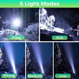 elephantboat Dual Light Source 2000 Lumens LED Flashlight USB Recharge Torch image 2