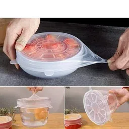hm evotek Microwave Safe Silicone Stretch Lids reusable Flexible Covers for Bowls,Cans K4 2.6 inch, 3.8 inch, 4.5 inch, 5.7 inch, 6.5 inch, 8.3 inch Lid Set, Pack of 6-picture-25