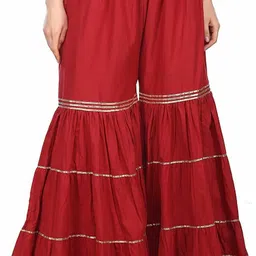 houseofcommon Women Regular Fit Maroon Viscose Rayon Trousers image 1