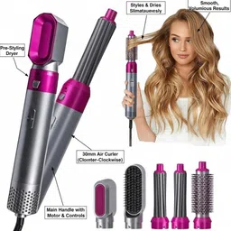 GLOWMART 3 Heat Levels Hot Air Brush 5 in 1 Hair Styling Tool-Plump Blow Drying Brush Hair Dryer image 5