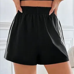 rivaem Solid Women Black Regular Shorts image 1