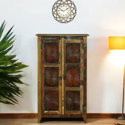bohemiana from pepperfry Norfolk Recycled Wood Tall Cabinet In Distress Finish image 1