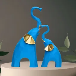 BECKON VENTURE Blue 2 Pieces Elephant Showpiece-image-48