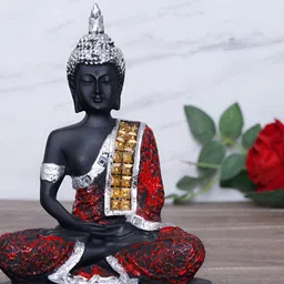 GW CREATIONS Black & Gold Toned Marble Buddha Idol Showpiece-image-97