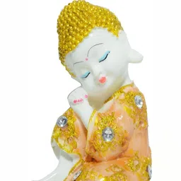 GW CREATIONS Orange & White Buddha Idol Showpiece-image-86