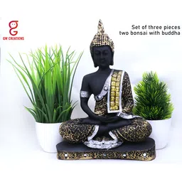 GW CREATIONS Black & Gold Toned Buddha Idol Showpiece-image-54