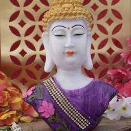 GW CREATIONS Purple & White Textured Buddha Idol Showpiece-image-28