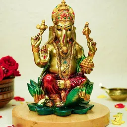 Ekhasa Gold-Toned & Red Lord Ganesha Showpiece image 2