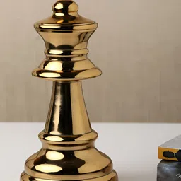 Decor de Maison Gold Toned Chess Queen Medium Showpiece-image-74
