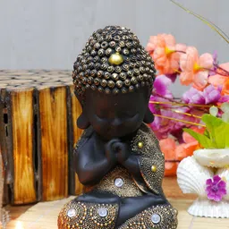 GW CREATIONS Gold Toned & Black Buddha Idol Showpiece image 3
