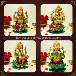Ekhasa Gold-Toned & Red Lord Ganesha Showpiece image 3