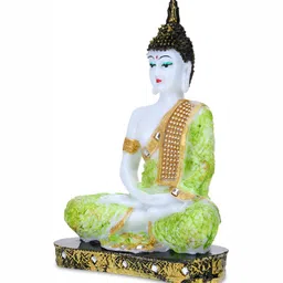 GW CREATIONS Green & White Buddha Idol Showpiece image 3