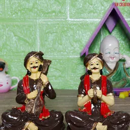 GW CREATIONS Brown & Red 2 Pieces Figurine Showpiece-image-72