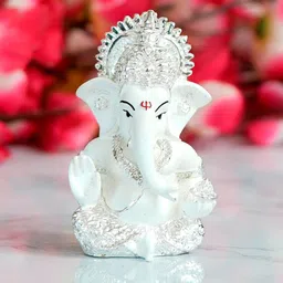 eCraftIndia White Textured Ganesha Figurine Showpiece-picture-26
