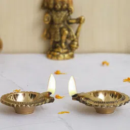 eCraftIndia 2 Pieces Metallic-Toned Decorative Diya Showpieces-image-14