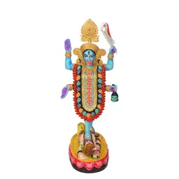 Gifts N Greetings Blue & Gold Toned Textured Maa Kali Idol Large Showpiece-image-20