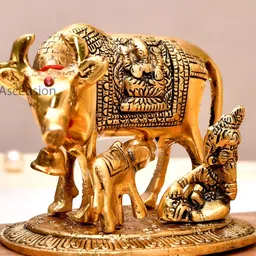 Ascension Metal Krishna & Religious Kamdhenu Cow Showpiece-picture-16