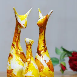 GW CREATIONS Yellow & Brown 3 Pieces Figurine Decorative Showpiece-image-21