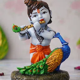 eCraftIndia Blue & Orange Krishna Idol Showpieces-picture-18