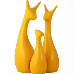 GW CREATIONS Yellow 3 Pieces Figurine Decorative Showpiece-picture-49