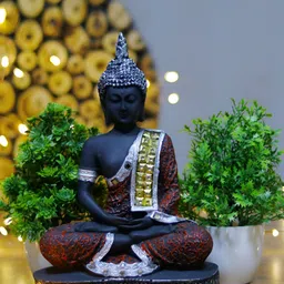 GW CREATIONS Black Buddha Idol Showpiece-image-1