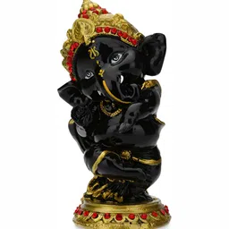 GW CREATIONS Black & Gold Toned Lord Ganesha Idol Showpiece-image-46