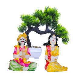 GW CREATIONS White & Green 3 Pieces Figurine Showpiece-picture-40