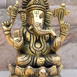 Aakrati Yellow Religious Brass Idol Showpiece-image-87