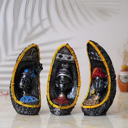 eCraftIndia Black & Gold Toned 3 Pieces Figurine Showpieces-image-7