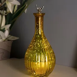 Homesake Mercury Gold Ovoid Bottle Copper Star String Lights with Deer Lid-picture-30