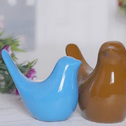 GW CREATIONS Blue & Brown 2 Pieces Birds Figurine Showpieces-picture-1