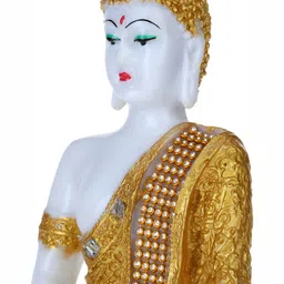GW CREATIONS Gold Toned & White Buddha Idol Showpiece-image-22