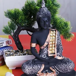 GW CREATIONS Silver Toned & Black Idol Showpiece-image-70